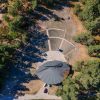 Bird's eye view of the The impressive Jegerlejas stage in Mersrags