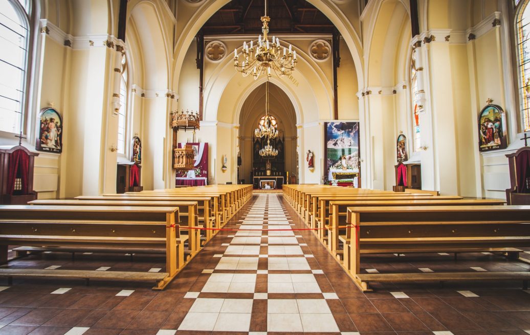 The ornate interior of the Roman Catholic Cathedral of the Immaculate Virgin Mary