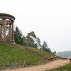 The pavilion is a rotunda in the Tempļakalnas park in Alūksne, where you can also see stairs and seats