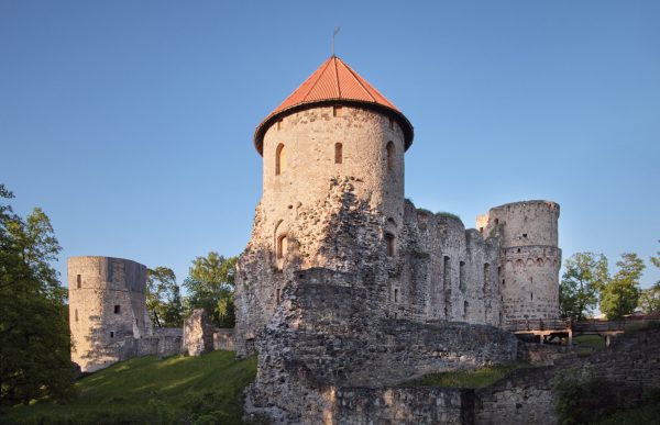 Skats uz Cēsu viduslaiku pili redzot visu pils objektu.