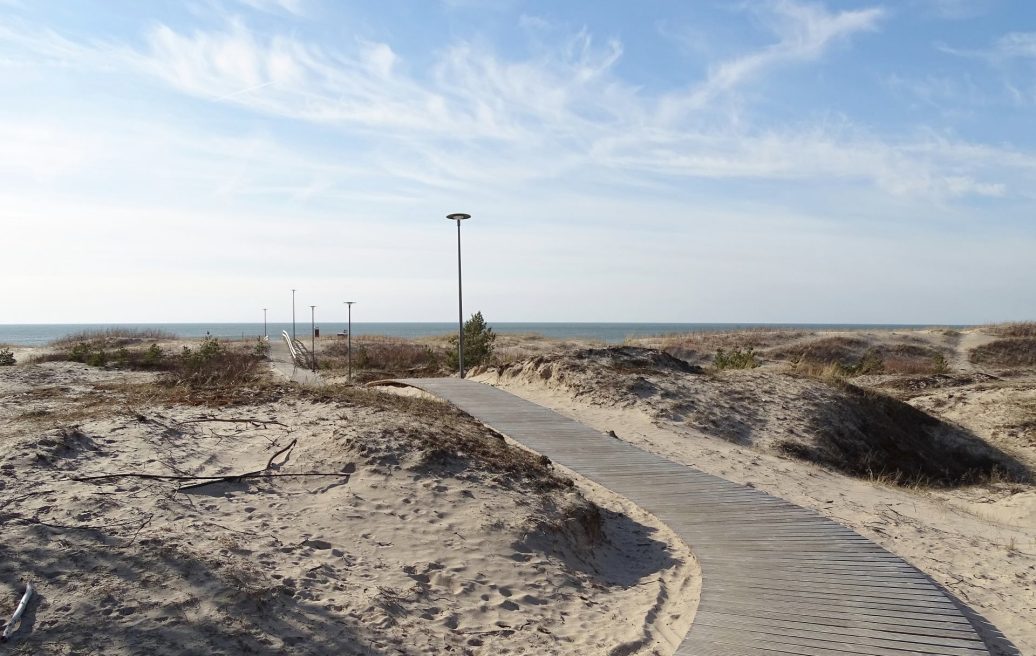 A trail through a gray dune in the south-western district of Ventspils