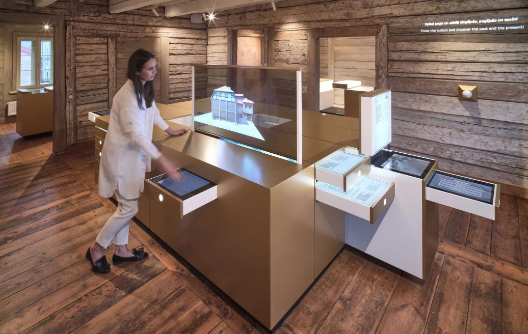 The Jelgava Old Town House Exhibition Room with an interactive system