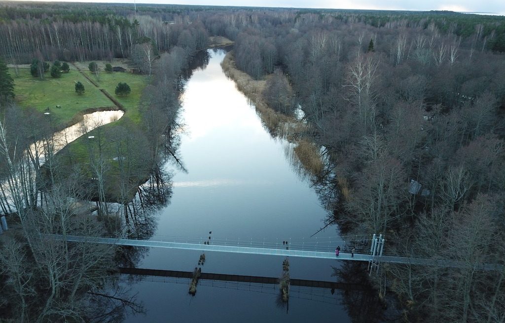 A bird's eye view of The Irbe Footbridge