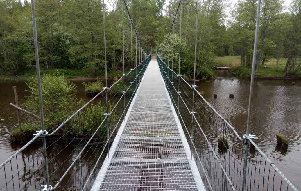 A bridge that leads from one side of the Irbes river to the other