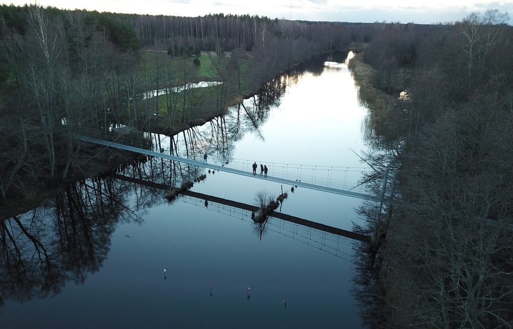 Bird's eye view of The Irbe Footbridge