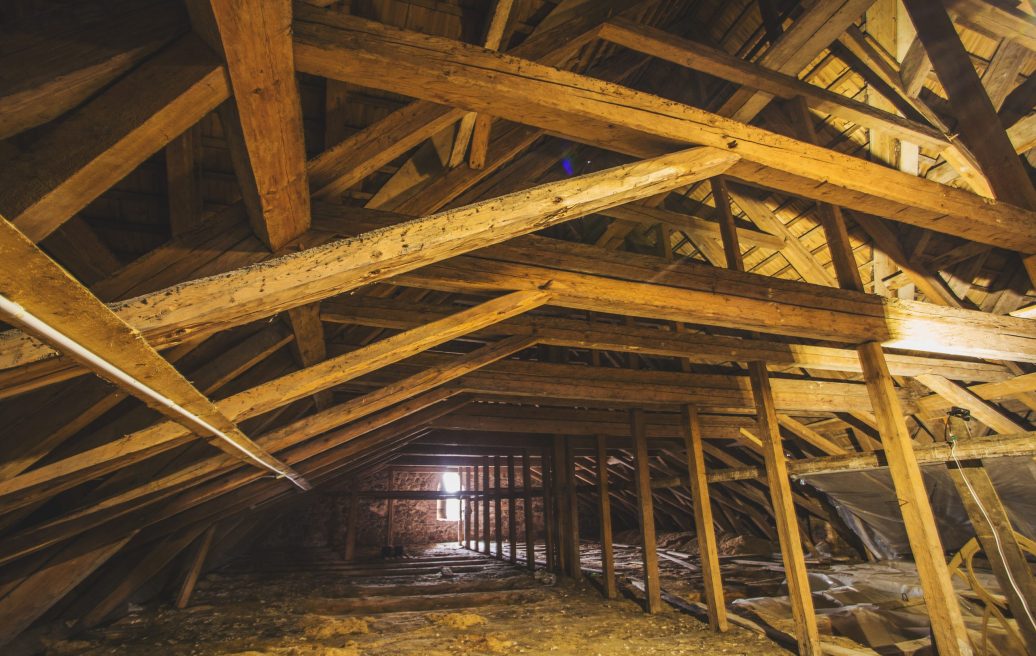 Attic of Smiltene Evangelical Lutheran Church before restoration