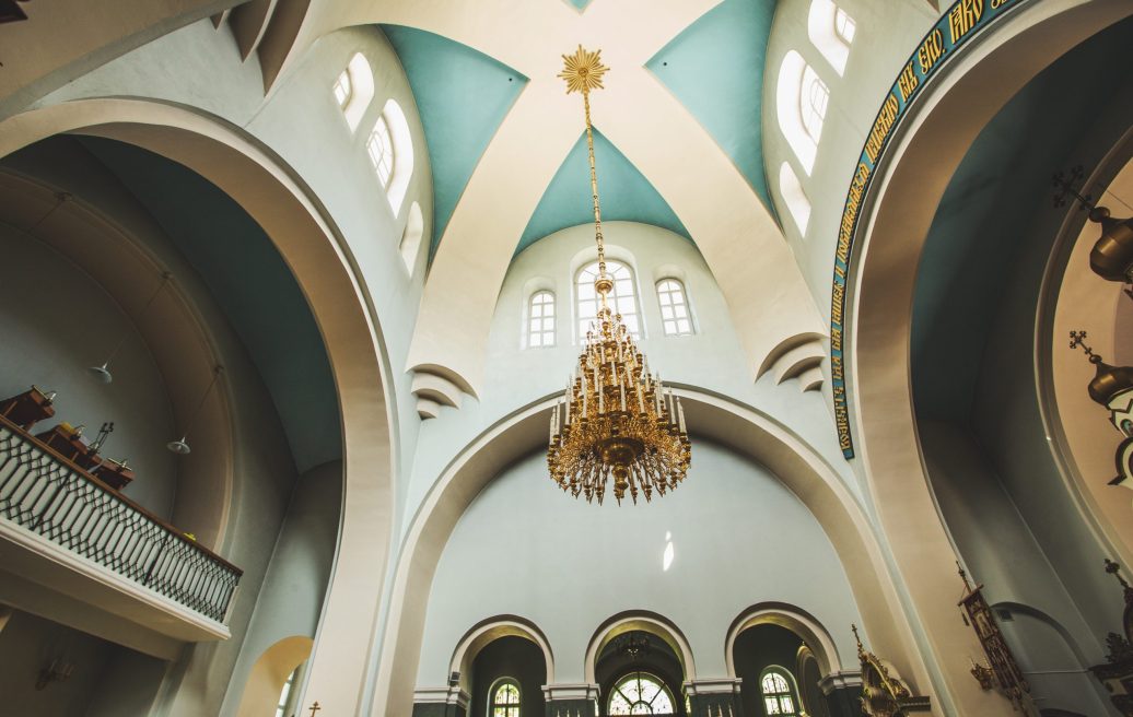 Golden chandelier of the Jelgava’s Orthodox Cathedral of St Simeon and St Anna