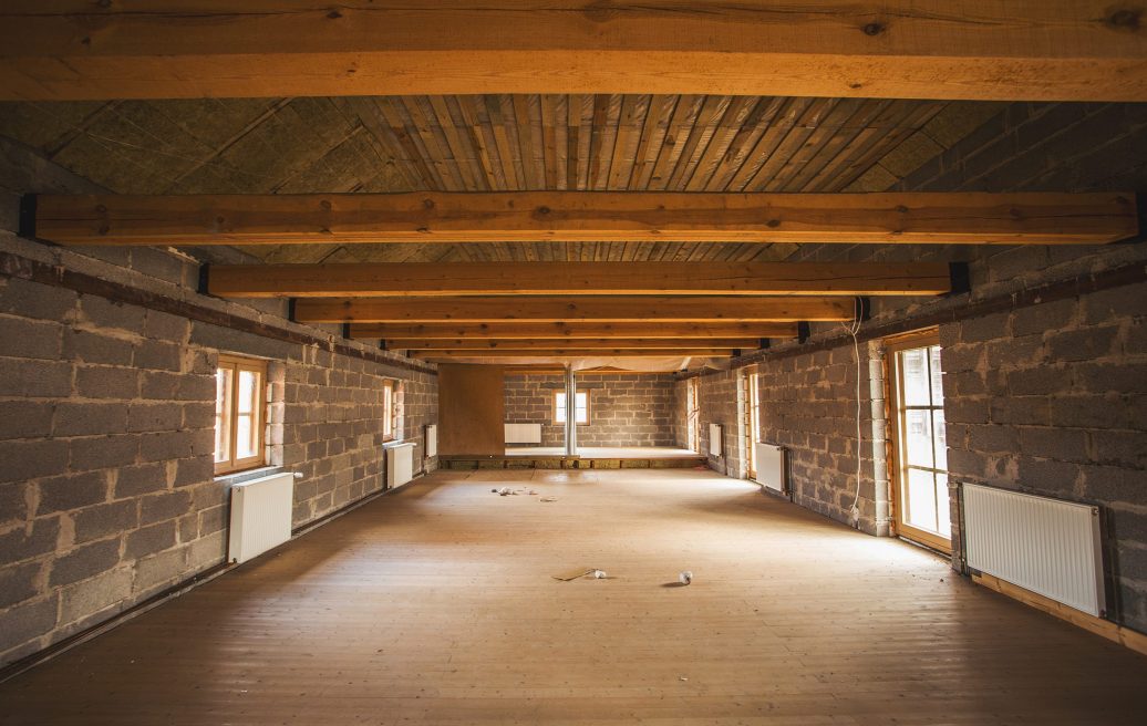 The second floor of the Sabile Makslas Culture and Tourism Center during renovation