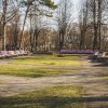 The Pūt, vējiņi! Concert Garden Park Nearby with purple benches