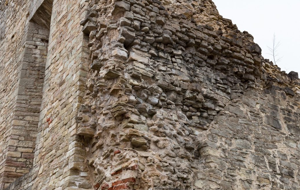 Close-up of Cesis medieval castle ruins