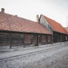 Mrs. Hoyer's guest house before restoration from the side, wooden doors, wooden windows