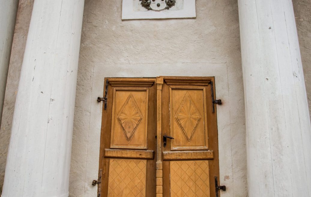 The entrance door of the Rubene Evangelical Lutheran Church