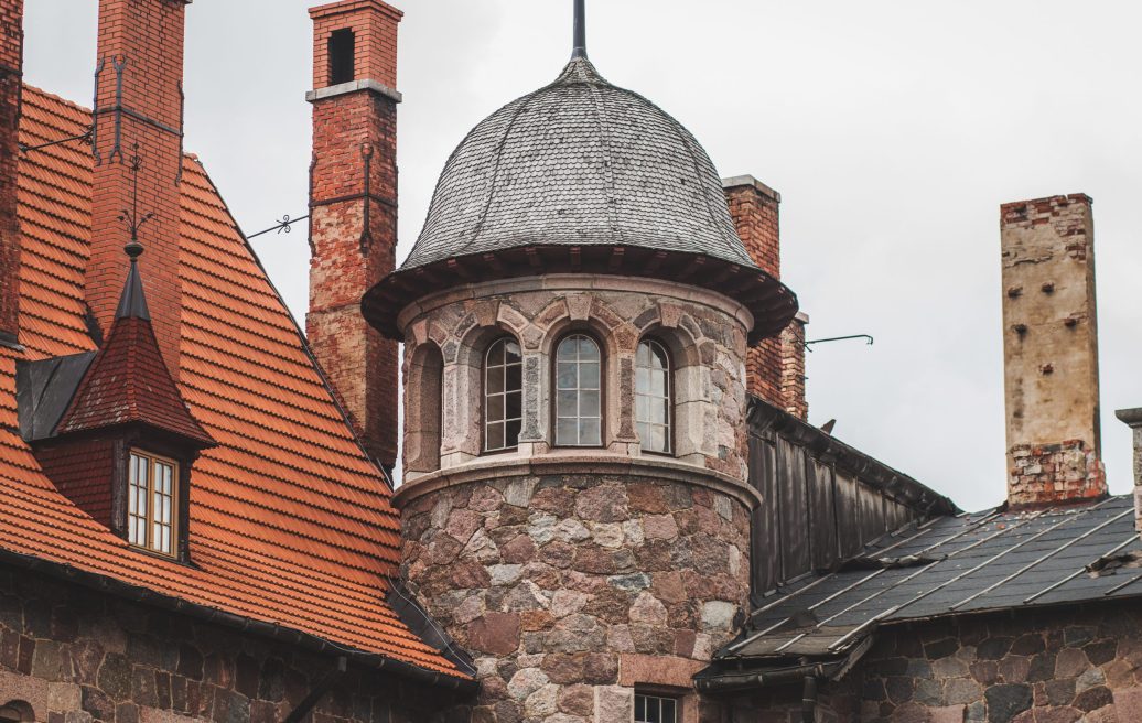 The Cesvaine Castle tower in close-up