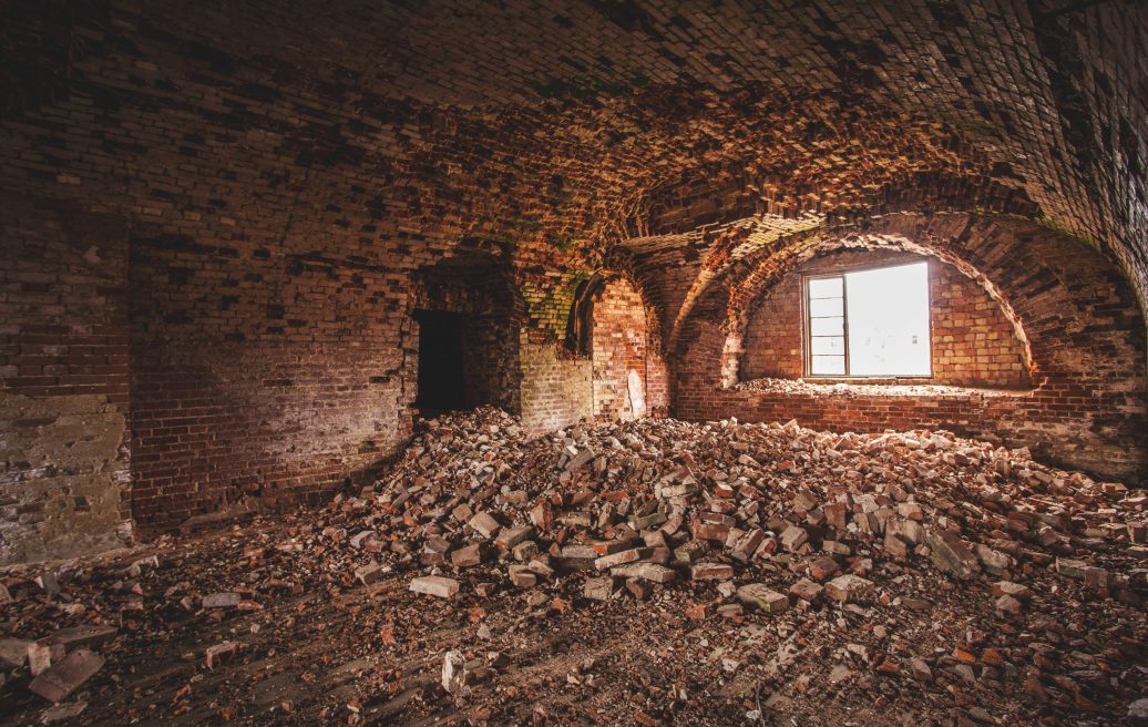 Daugavpils fortress before restoration with collapsed brick