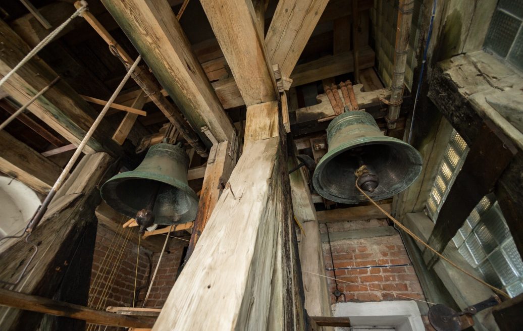 St. Valmiera Simon's Church both bells hanging from the ceiling