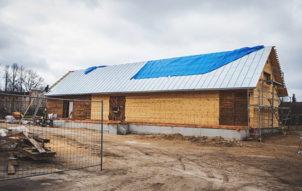 During the roof reconstruction of Alūksne Station Barn