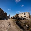 Koknese castle ruins - a view from a distance including almost the entire object