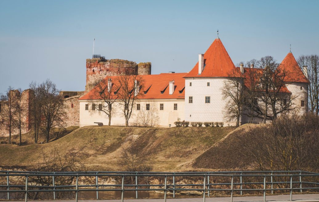 Bauskas Castle view from the outside to the building and castle