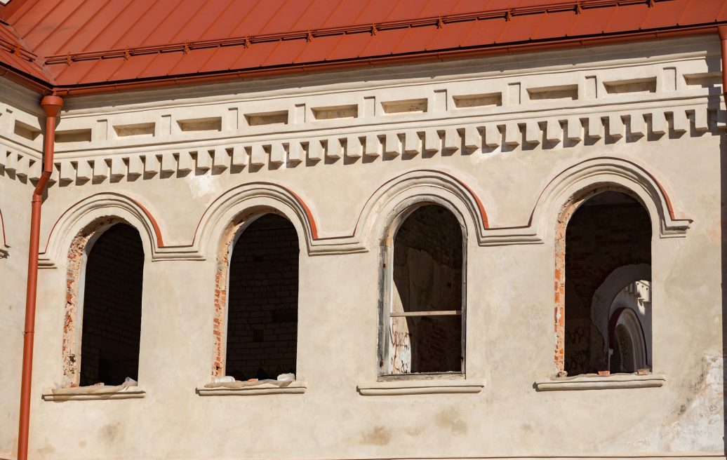 Preiļi manor complex with removed window panes