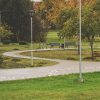 Carnikava village park with two chairs