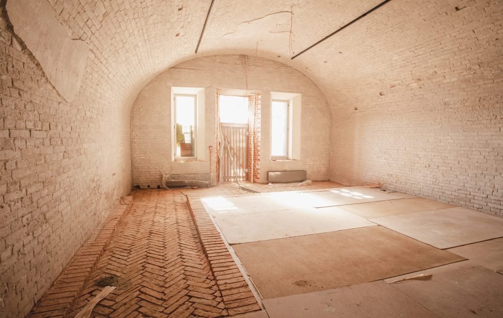 The floor of the Daugavpils fortress is covered with tiles