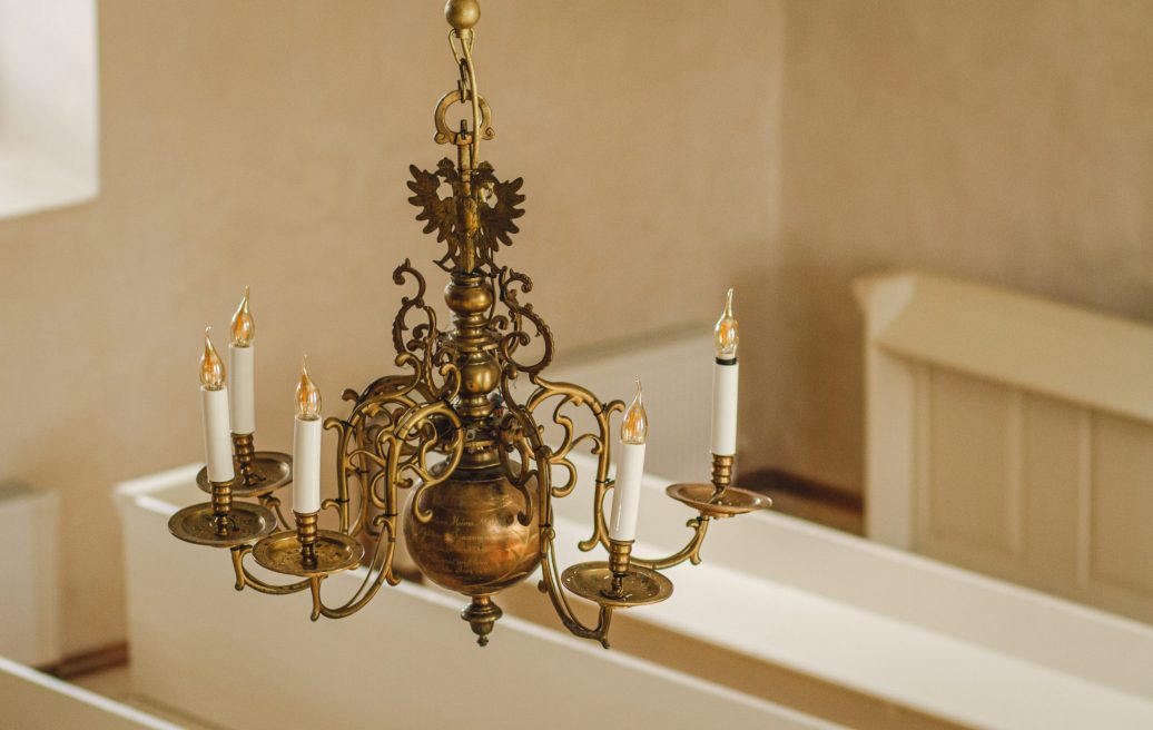 Foreground of the chandelier of the Evangelical Lutheran Church of Rubene