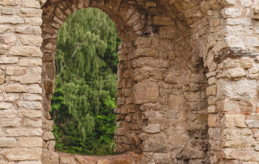 Koknese castle ruins - close-up window relief