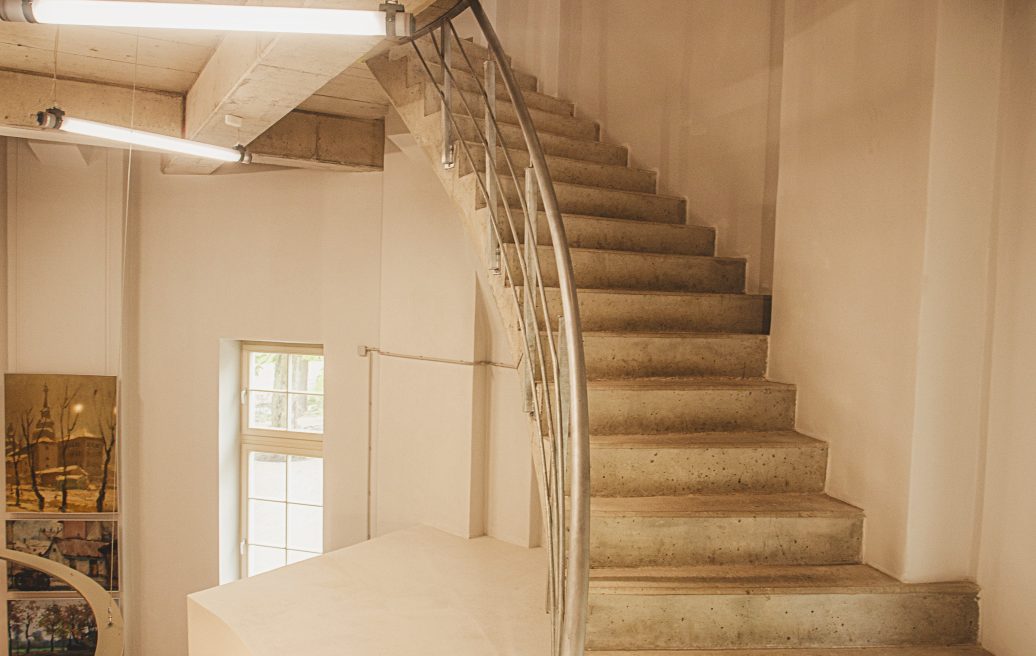 The renovated stairs of the Kemeri water tower