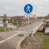 The pedestrian bridge of the village of Carnikavas, which leads over the Gauja