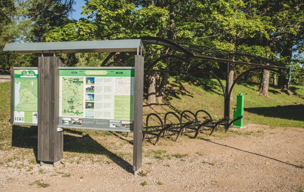 Āraiši Lake Castle Archaeological Park bike shed, Āraiši map