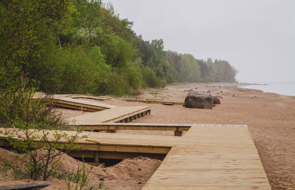 The wooden walking paths created at Skulte Beach