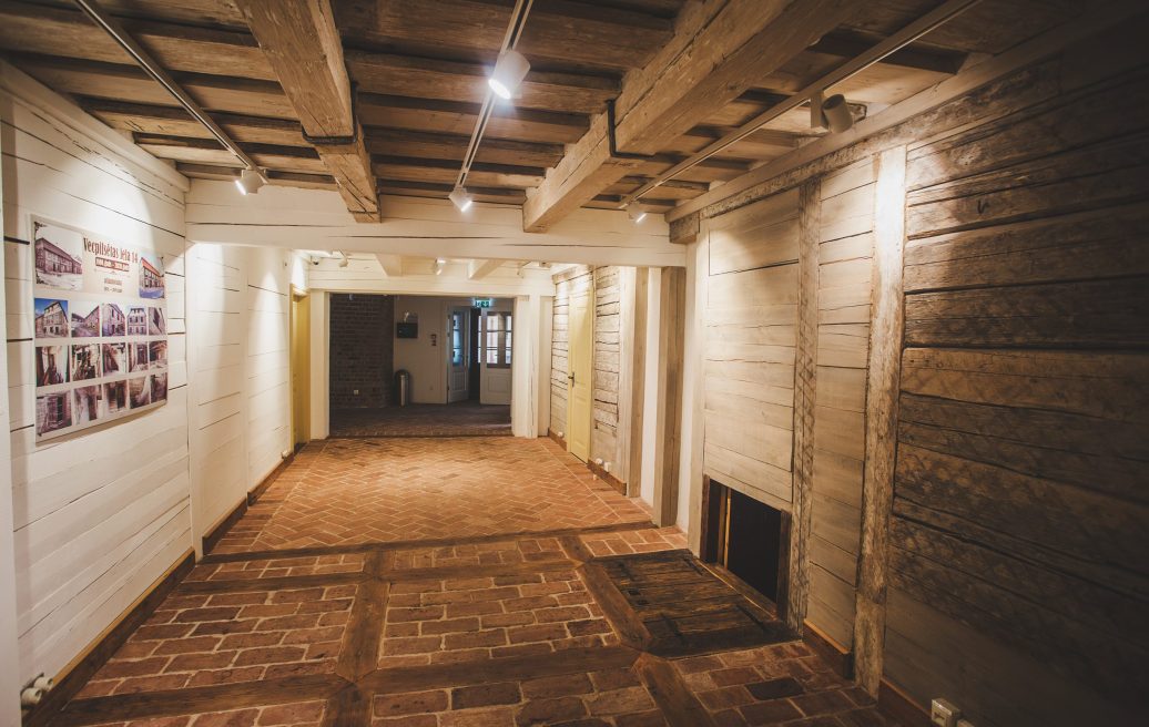 Corridor and information board of the information building of Jelgava's Old Town quarter