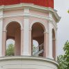 Close-up of the decoration of the pink part of the Ķemeri water tower