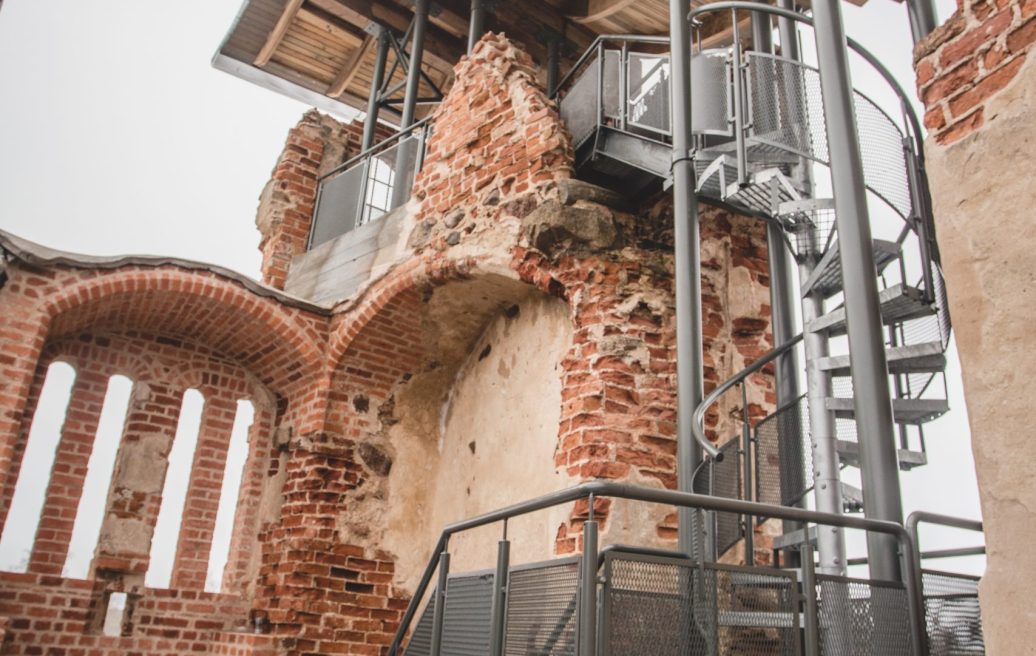 The newly built stairs of Dobeles Castle are for visitors