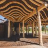 The wavy outlines of the roof of the Open-Air Concert Hall “Vējturu nams”