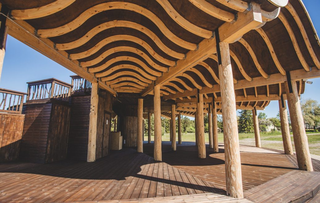 The wavy outlines of the roof of the Open-Air Concert Hall “Vējturu nams”