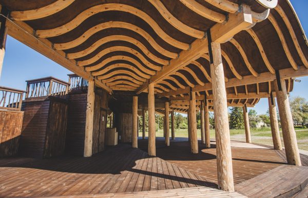 The wavy outlines of the roof of the Open-Air Concert Hall “Vējturu nams”