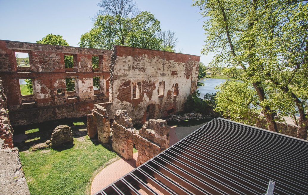 Exterior view of the ruins preserved by the Grobina archaeological ensemble