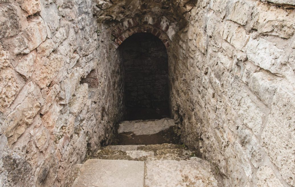 Koknese castle ruin stairs to the basement