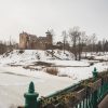 Dobeles Castle in the winter landscape