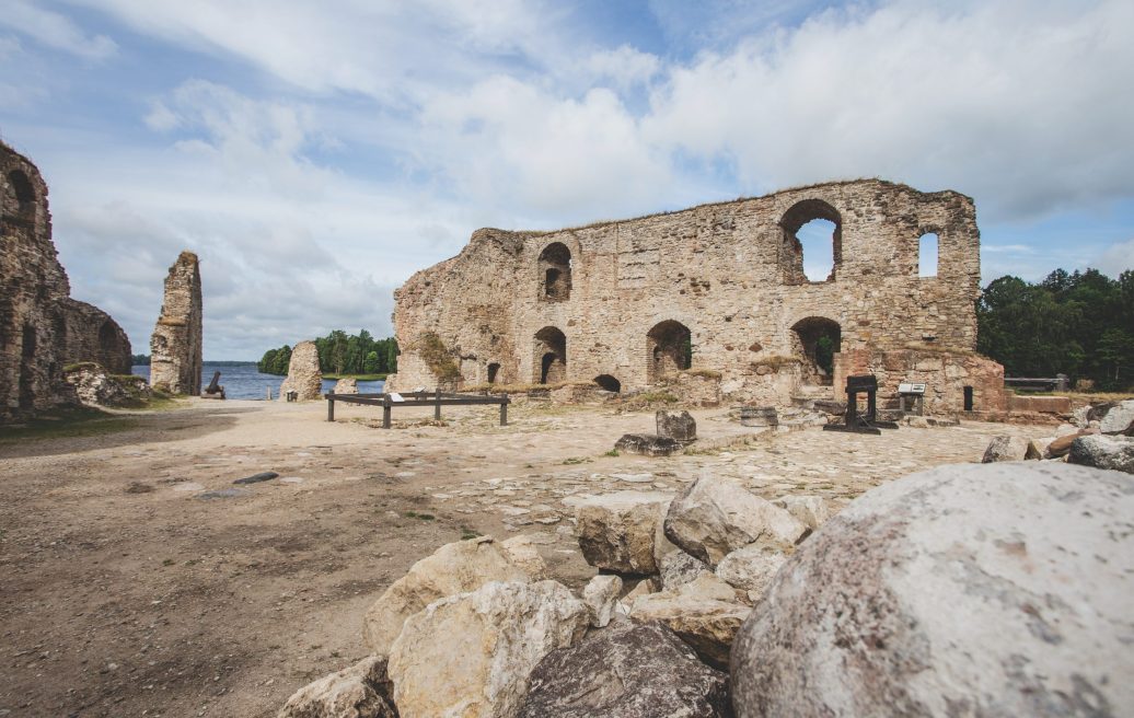 Koknese castle ruins in the landscape