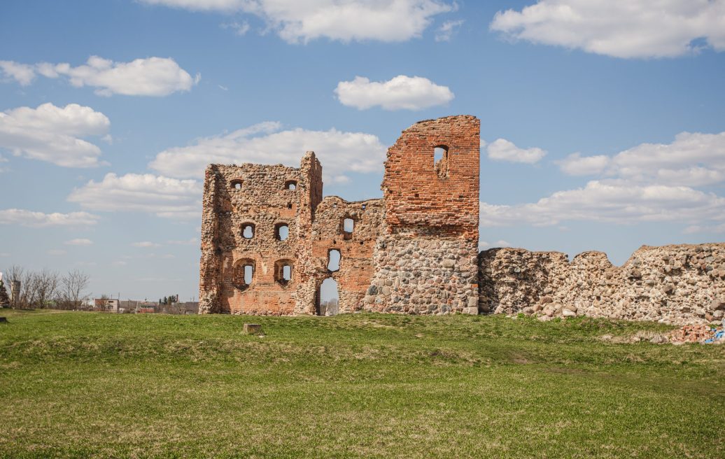 Ludza castle ruins in the summer landscape