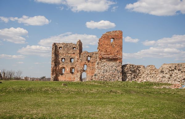 Ludza castle ruins in the summer landscape