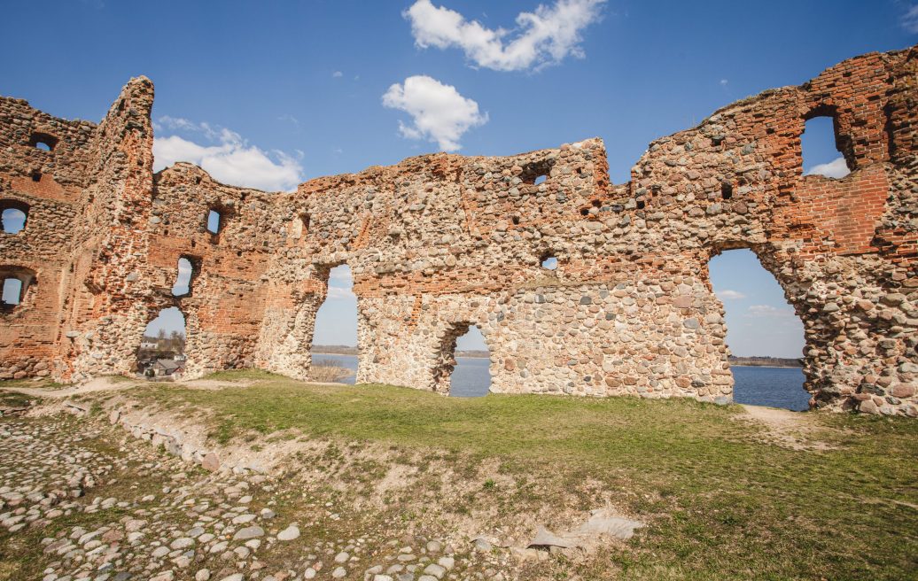 Ludza medieval castle ruins in summer