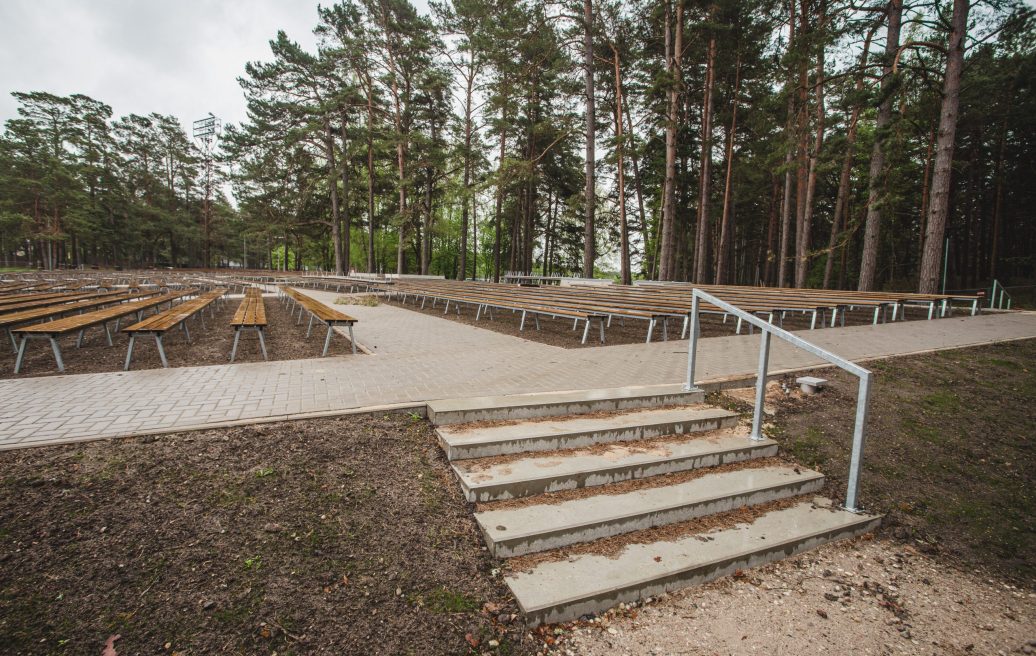 Salacgriva Zvejnieku park stage seats and stairs leading to the seats
