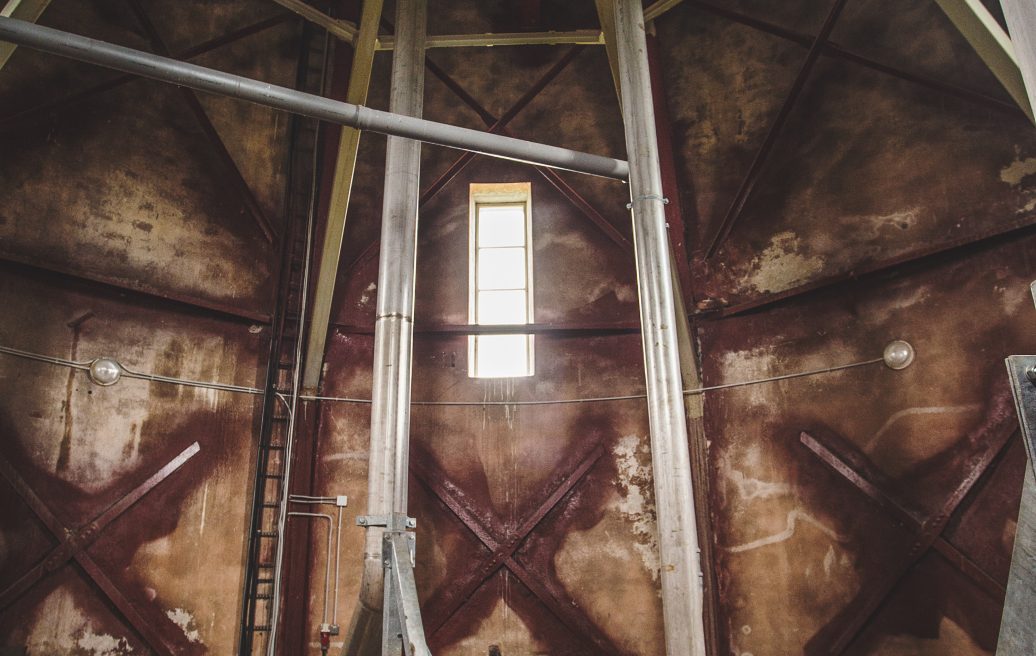 Inside the Ķemeru water tower before reconstruction