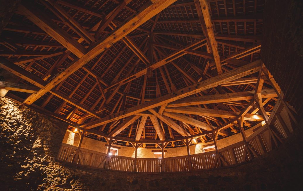 Bauskas Castle tower roof with roof fasteners