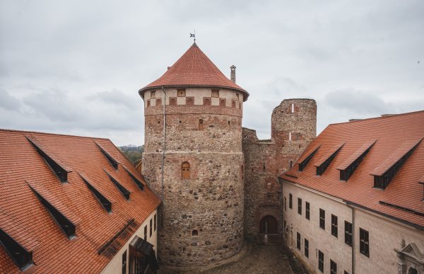 Bauskas castle courtyard and the main tower