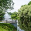 Valmiera's Elephant Street park with a fountain