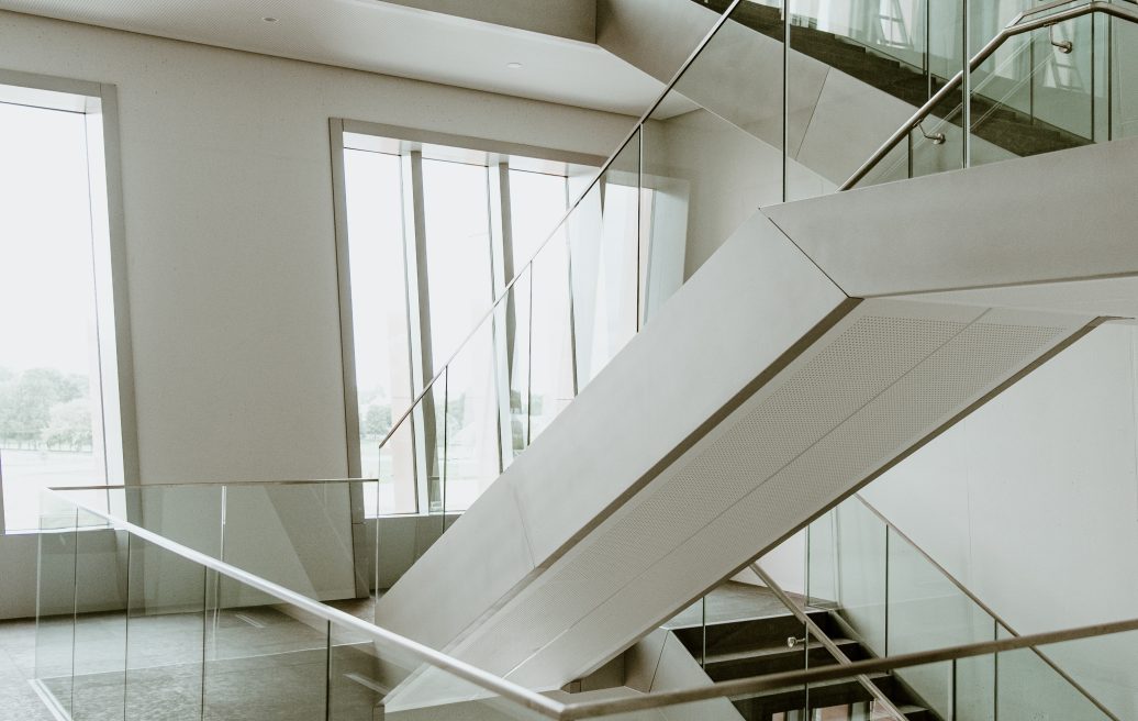 The white stairwell of the Vizium Science Center